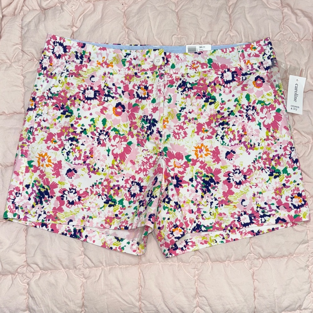 crown & ivy Multicolor Floral Women's Shorts NWT